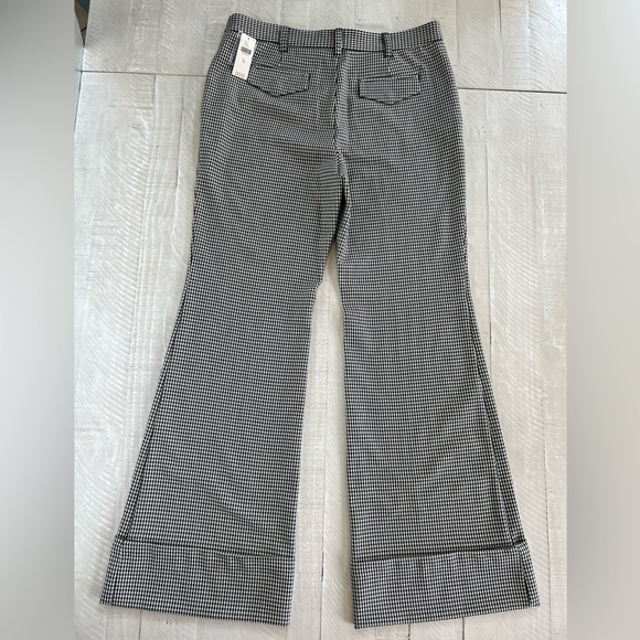 Women's Maeve Anthropologie Low-Slung Flared Trousers Houndstooth Pants NWT 10 - Picture 6 of 13